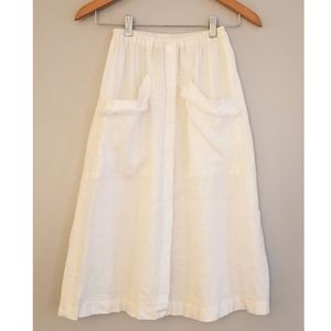 Reformation white button-front knee length skirt